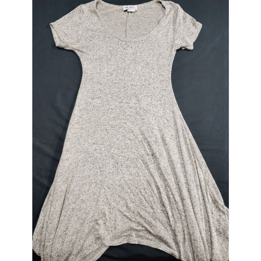Cute Urban Rose Beige Scoop Neck A-line Assymmetrical Knit Dress